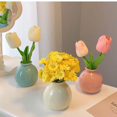 Luxury Ceramic Vase with Artificial Flowers for Office Decor