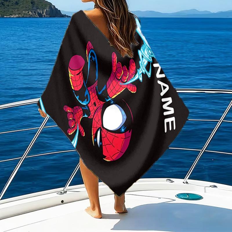 1pc Spider Man3 Beach Towel with Custom Name, Beach/Swimming/Bath/Picnic/Camping Towel, Suitable for Seaside Beaches