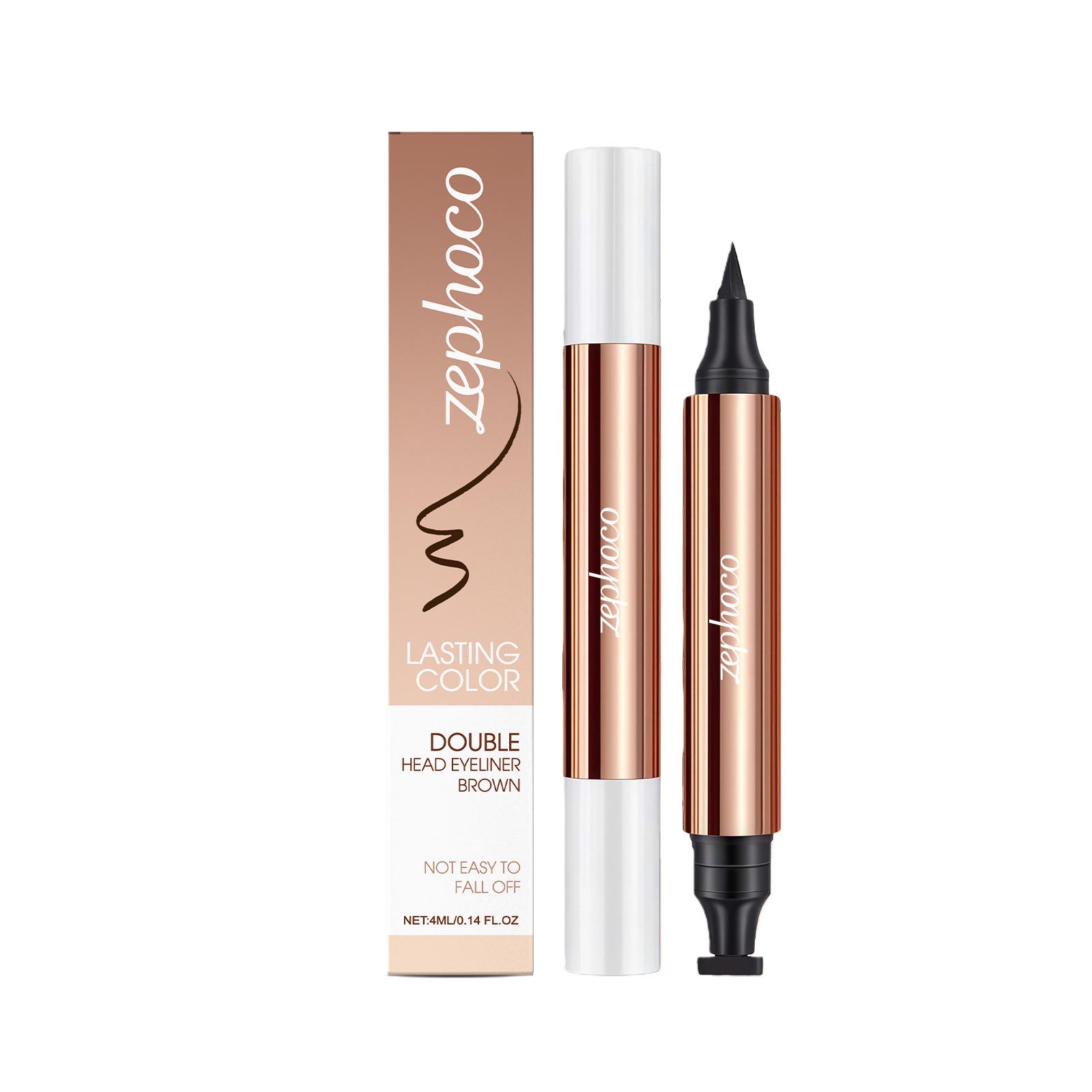 Zephoco Double-Ended Eyeliner (Brown) - Dual-use, smooth, pigmented, quick-drying, and long-lasting.