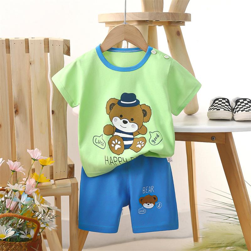 2026 Summer Kids O-Neck Short Sleeve Top Suits Baby Spring Cartoon Short Pant Two-pieces Set Suit for Girl Boy