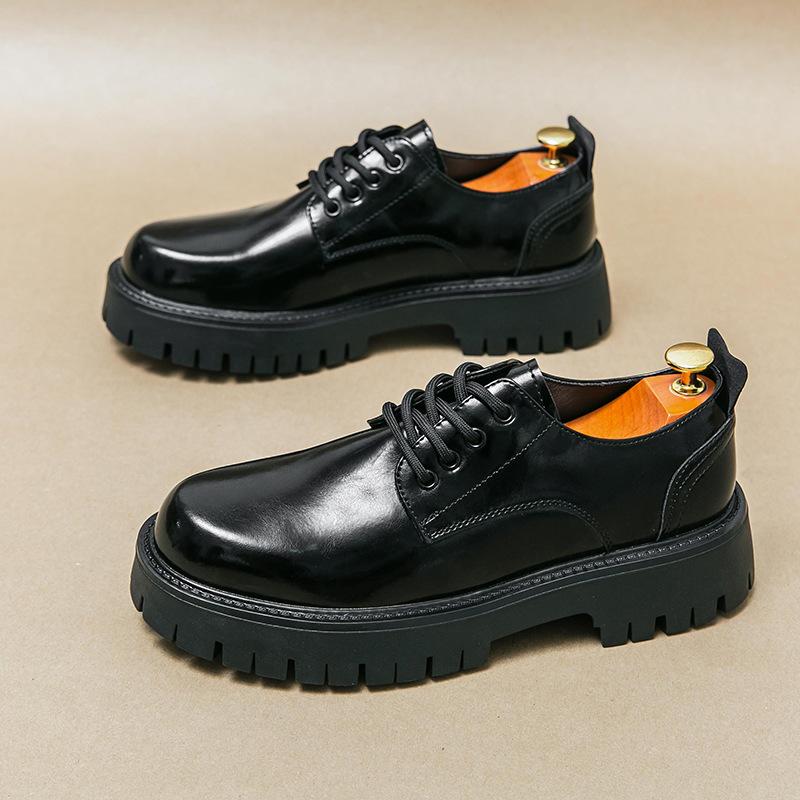 

2025 leather shoes platform British style big head leather shoes men s low-top Martin boots business casual Korean version tooling shoes 38