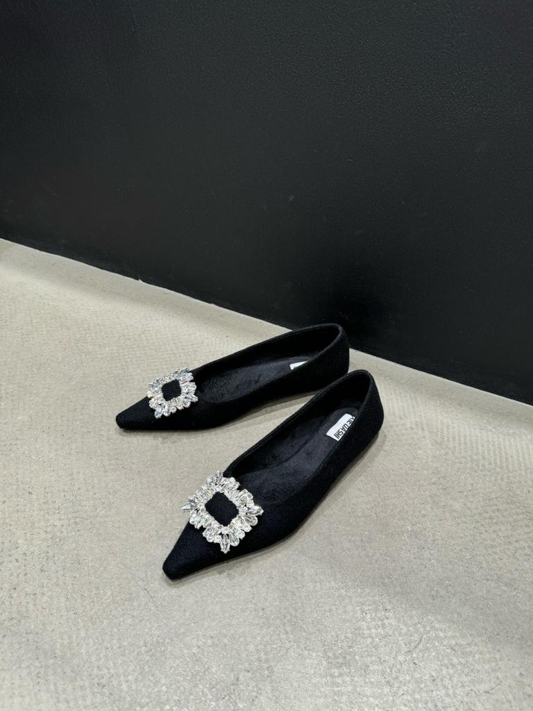 Design Sense Celebrity Temperament Rhinestone Pointed Wedge Heel Bag Head Heel Shoes Women's 2025 Autumn New High-end Single Shoes