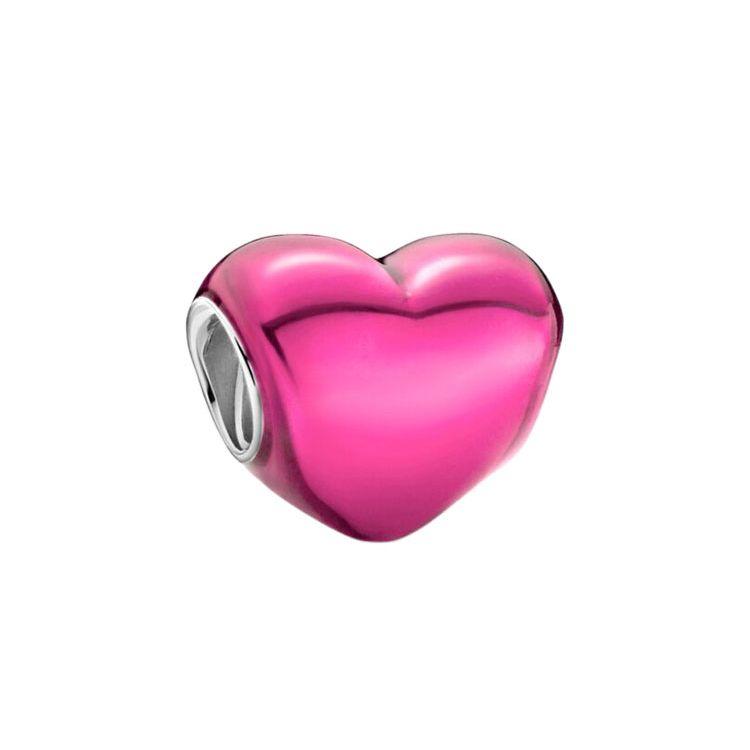 Pandora Metallic Pink Heart Charm Women Jewelry 799291C03 Box,F,Pink