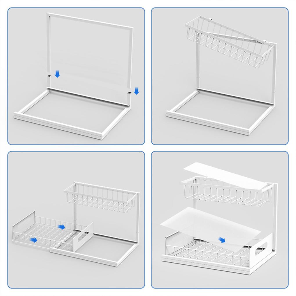 2-tier Under Sink Organizer For Kitchen Storage Rack 2-layer Sliding Cabinet Basket Under Sink
