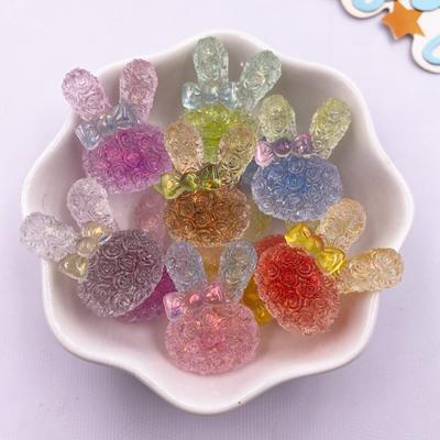 10 SZTUK Kolorowa Żywica Kreskówkowy Kok Kryształowa Róża Królik Figurka Płaska Tył Dżet DIY Dekoracja Ślubna Akcesoria do Scrapbookingu Rękodzieło