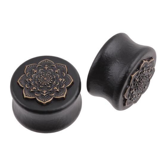 1Pc Vintage Lady Mandala Flower Double Flared Ear Expander?Plug Piercing Jewelry