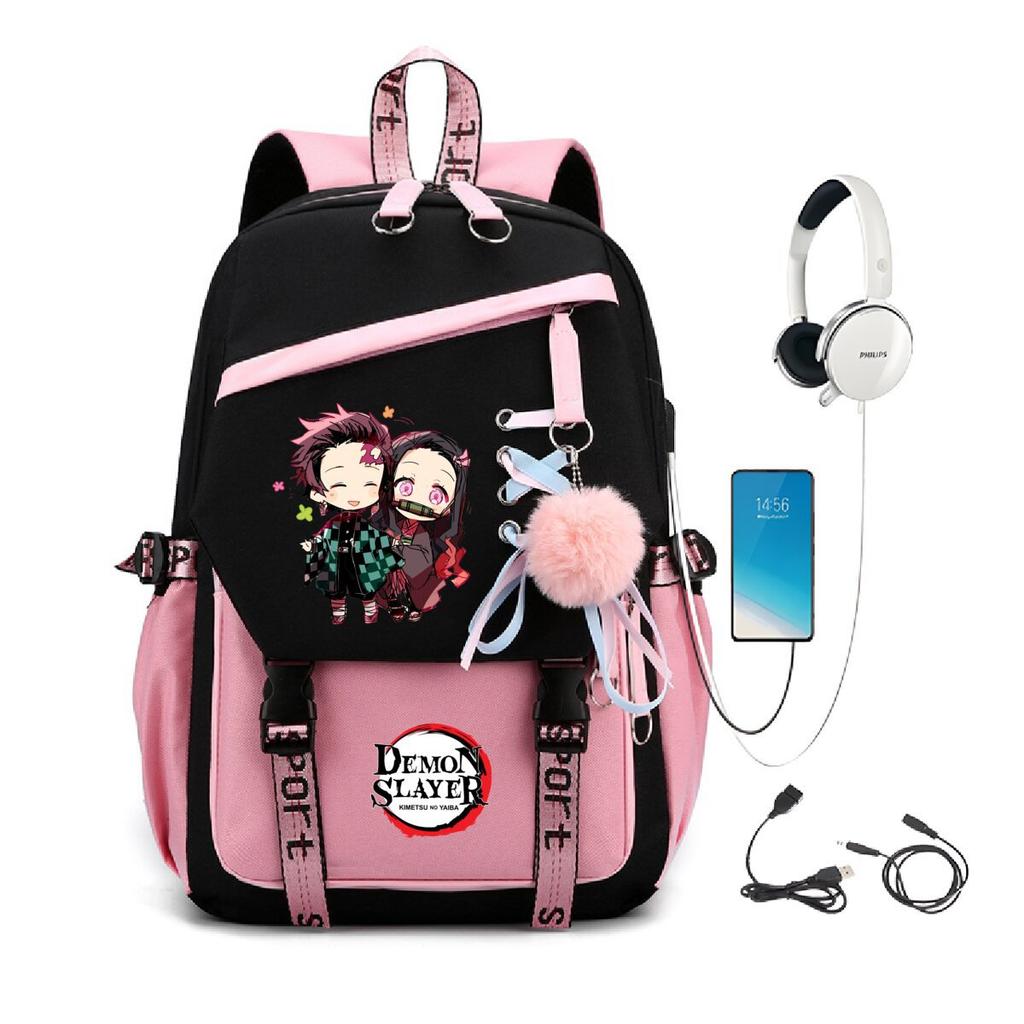 Peripheral Spine Backpack Strap Usb Multifunctional Student Schoolbag Animation Cartoon Children'S Backpack