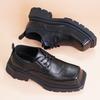 Neue Derby Schuhe mit eckiger Spitze Herren Business Freizeit Retro Originelles Nischendesign Dicke Sohle Höhenerhöhung Mode Kleine Lederschuhe
