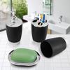 4PcsCelsiusSet Bathroom Suit Accessories Includes Cup Toothbrush Holder Soap Dish Dispenser Black