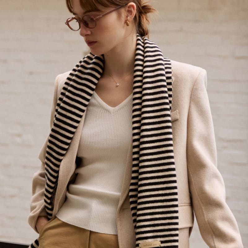 

ADAUL Minor stripe long muffler - 2color Navy