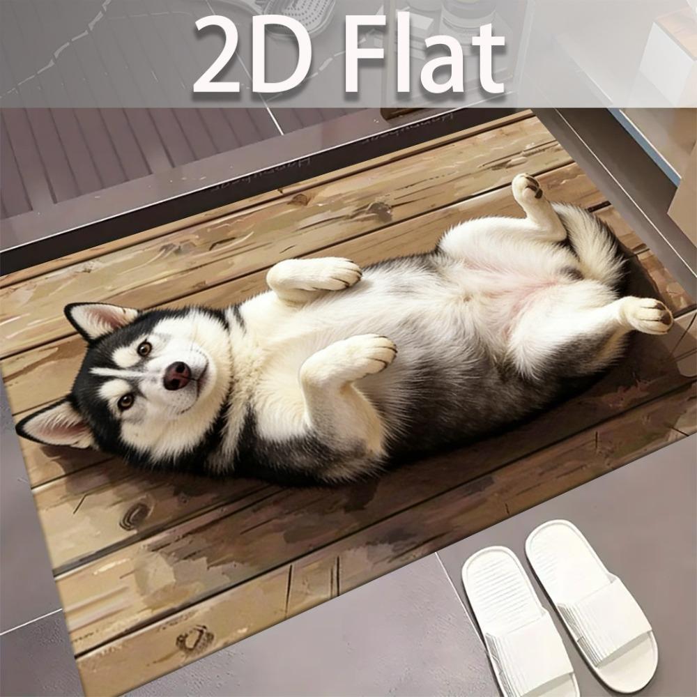 Absorbent Dog Pattern Floor Mat Diatomite Bath Mat Creative Optical Illusion Doormat Entryway