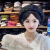 Women's Hat Spring Fallretro Mesh Beret Women's Pearl Flat Top Painter Hat Easiest for Matchclassy Sense