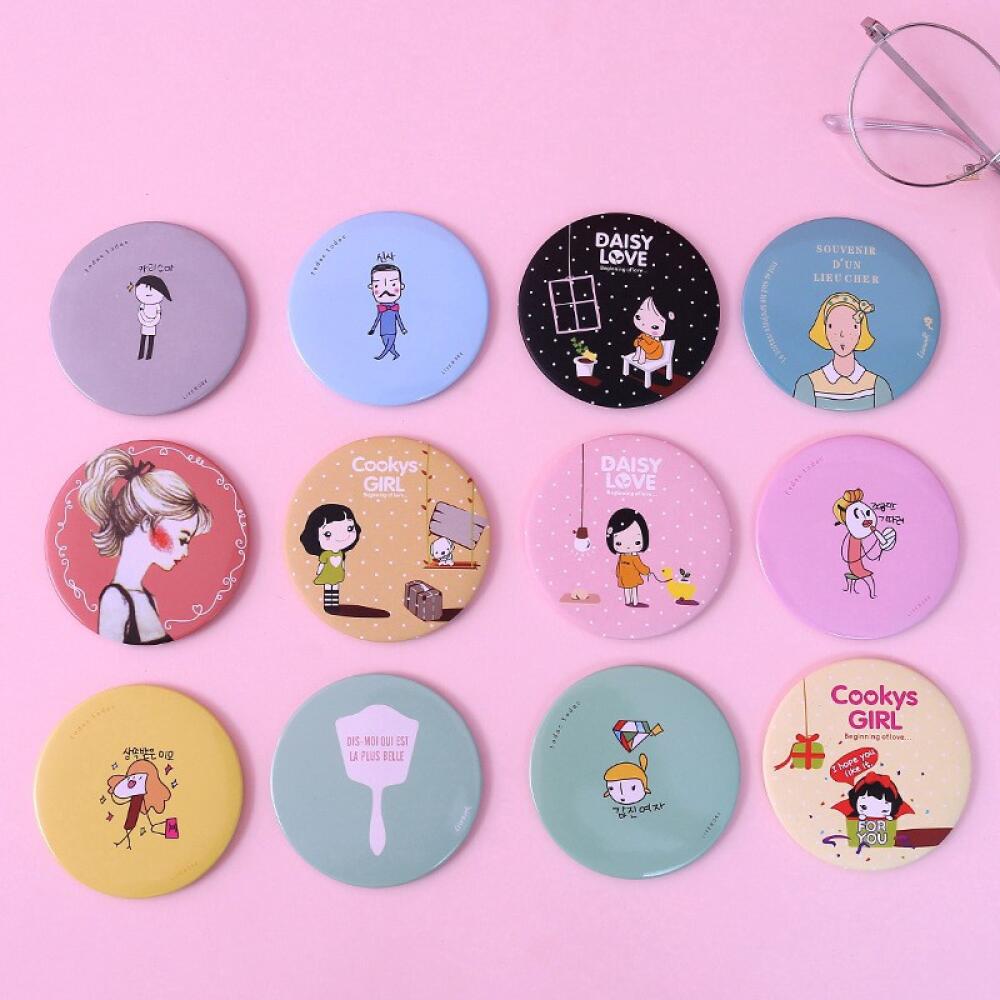 Mini Cute Cartoon Pattern Portable Pocket Makeup Mirror,Compact Cosmetic Small Mirror Design,For Girls Women Daily Makeup Travel