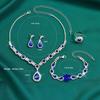 Rhinestone Jewelry Set Women Droplet Necklace Dangle Earrings Bridal Weddings Banquet Accessories