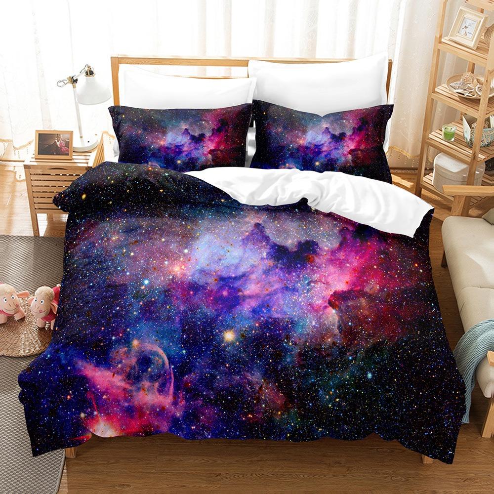3D Print Cosmic Galaxy Bedding Sets For Boys ,Astral Duvet Cover Set,Microfiber Comforter Cover,Outer Space Bed Set For Teen Kid