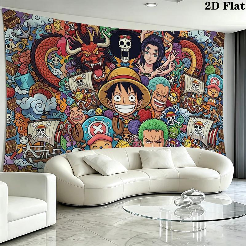 Anime One-Piece Wall Tapestry Aesthetic Wall Hanging Printed Fabric Blanket Decorative Tapestries for Bedroom Living Room Home Decor