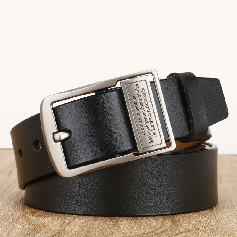 

Мужской ремень из натуральной кожи Цельная ретро коровья кожа Японская пряжка-штифт Желтая коровья кожа Корейский стиль Универсальный ремень 110-130CM
