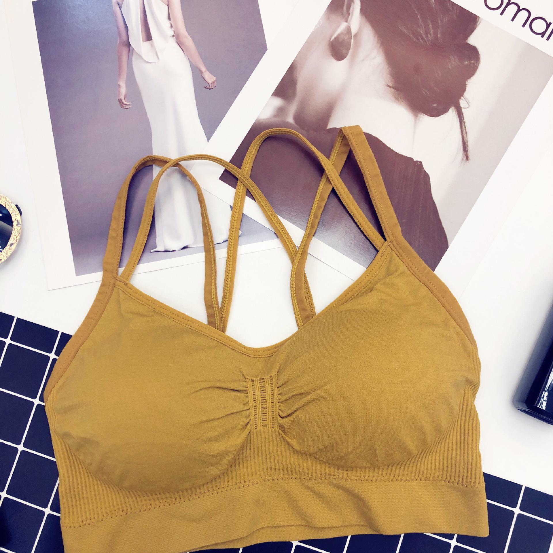 

Большой размер красивый бюстгальтер с запахом на спине, топ-труба, жилет для йоги для женщин One size 80 catties - 160 catties thin жёлтый