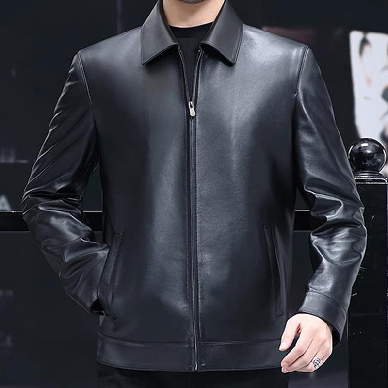 Jachetă din piele casual stil coreean pentru bărbați 2026 - Croială slim, Palton motociclist trendy pentru tineri, Primăvară & Toamnă.