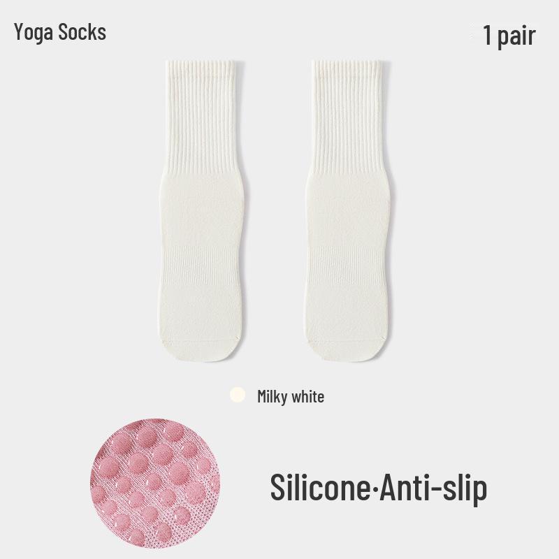 Women's Non-Slip, Sweat-Absorbent Mid-Calf Yoga & Pilates Socks - All-in-One, Seamless, Universal Fitness Socks for All Seasons