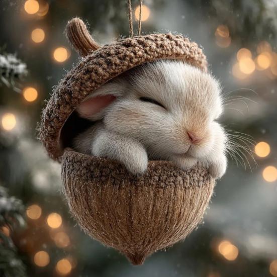 Forest Animal Acorn Ornaments Cozy Woodland Christmas Ornaments 2D Rustic Holiday Decorations for Tree Wreath Nature-Inspired Gifts