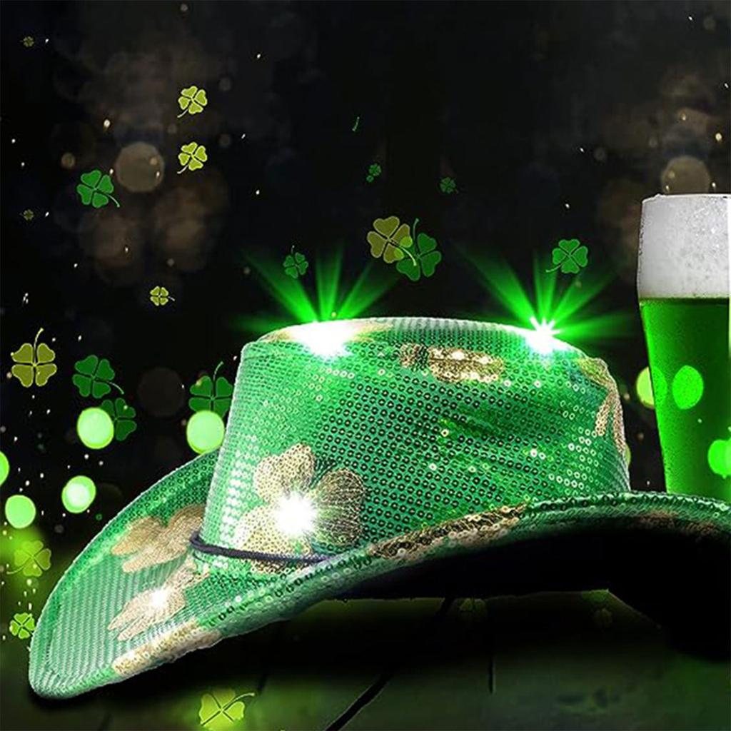 Shamrock Decoration Hat Suit Stage Performances Hat Sequins Celebrations Hat for Festives Parties