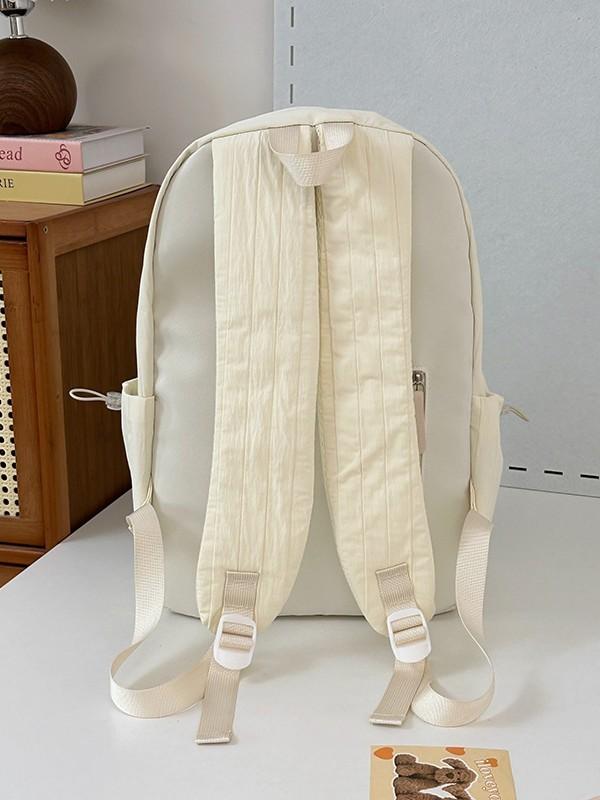 Nylon Girl Backpack With Letter Pattern And Double Shoulder Straps For Daily Use