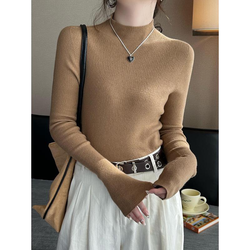 2026 Spring Women's Soft Wool Half-High Neck Slimming Knit Top