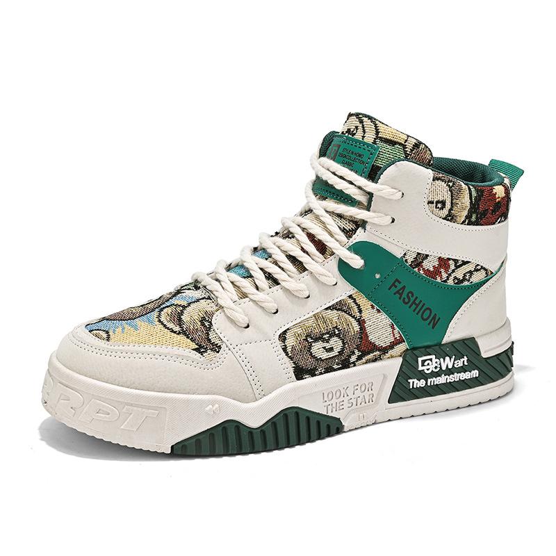 

Мужская обувь Tenis Graffiti, персонализированная, 2024 года, мужская спортивная обувь, высокие парусиновые туфли, мужская теннисная обувь, обувь для скейтбординга, мужская повседневная обувь 39 зелёный