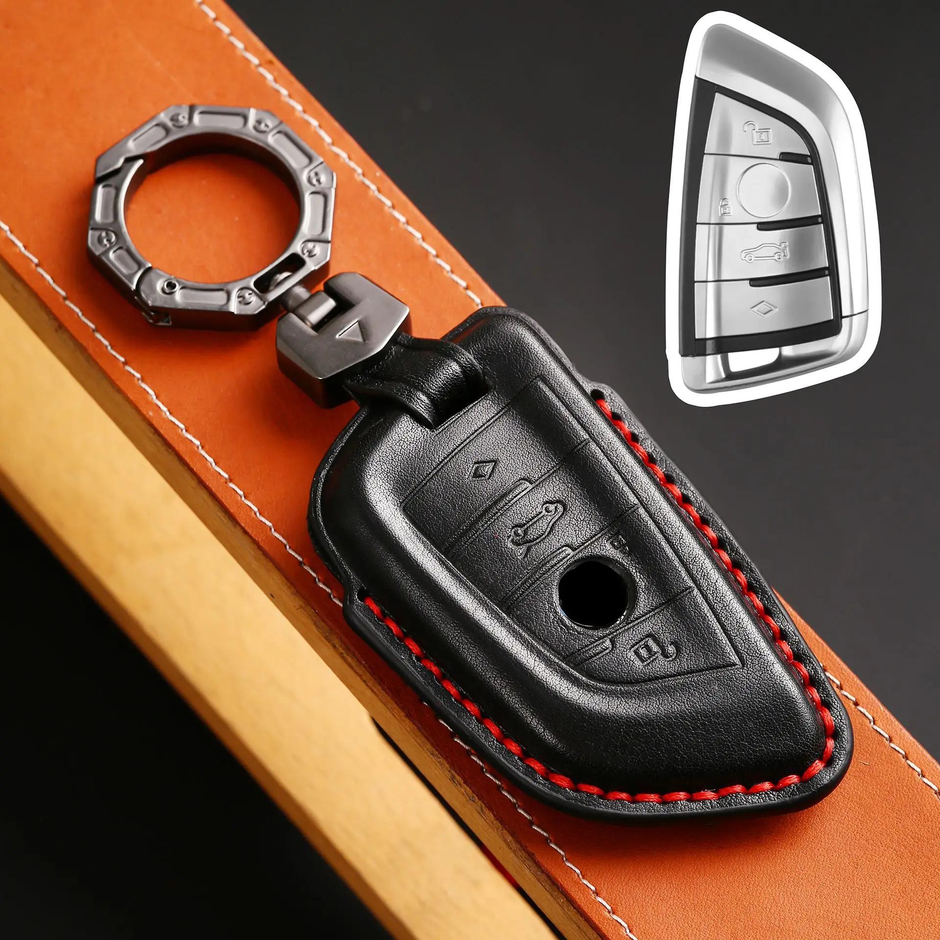 

Interior Mouldings Leather Car Key Case Cover Fob Shell for BMW X1 X3 X5 X6 X7 3 5 6 7 Series G20 G30 G11 F15 F16 G01 G02 F48 Ac чёрный