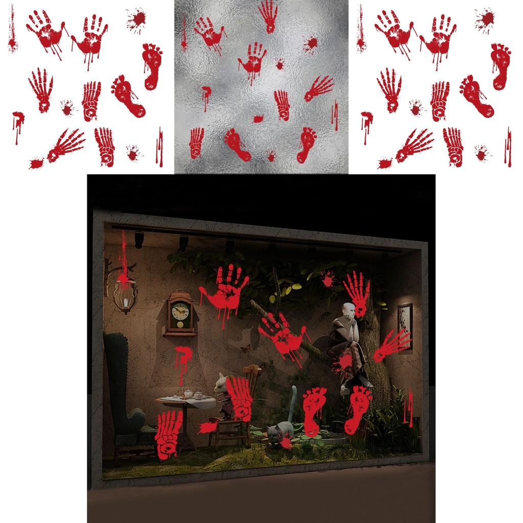 Halloween Blood Disturbing Handprint Static Cling Wall Decor For Spooky Haunted Experiences House