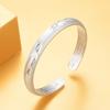Gypsophila Heart Sutra Silver Open Bangle: Simple Women's Buddhist Bracelet