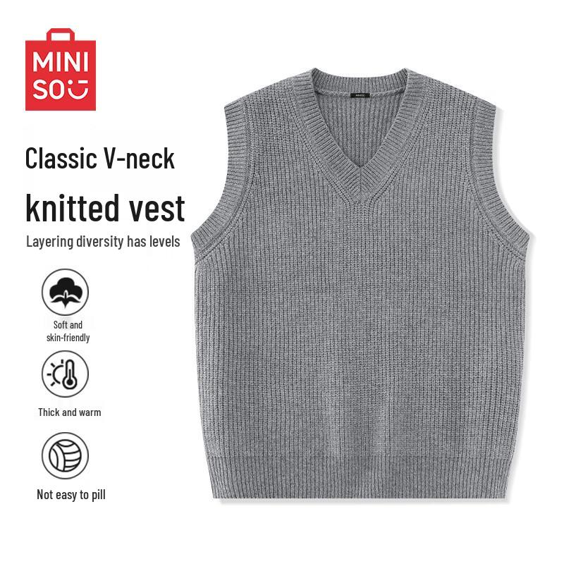 MINISO Unisex V-Neck Knitted Vest Sweater L