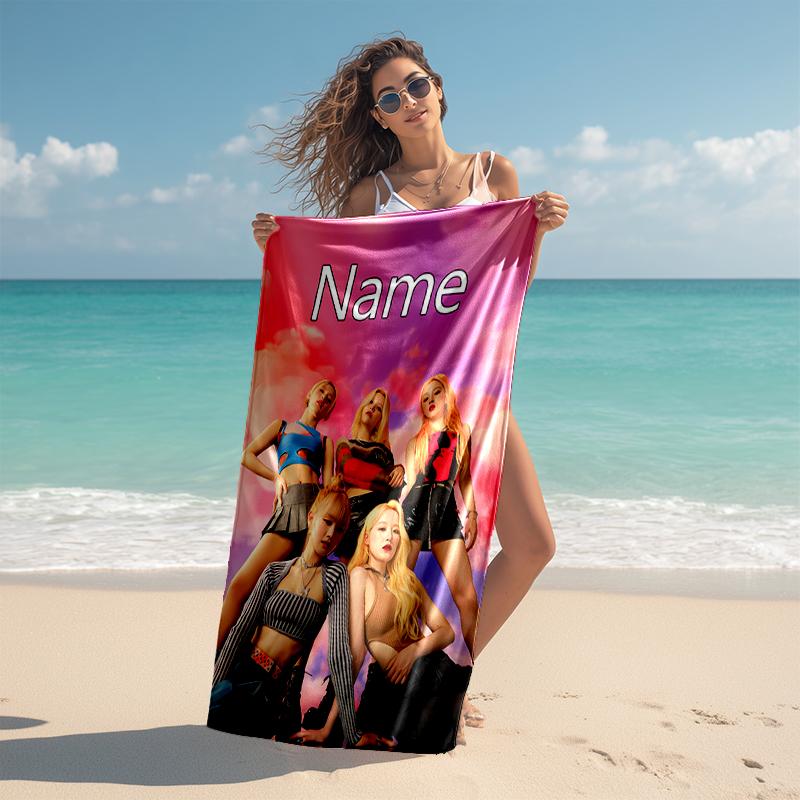 Personalized customized proof beach towel with (G)I-DLE pattern - soft, absorbent, quick-drying, perfect swimming, camping&bathing