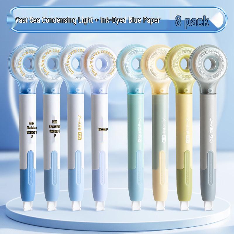 Pen-Style High-Capacity Correction Tape with Push-Button Design, Silent Operation, for Students