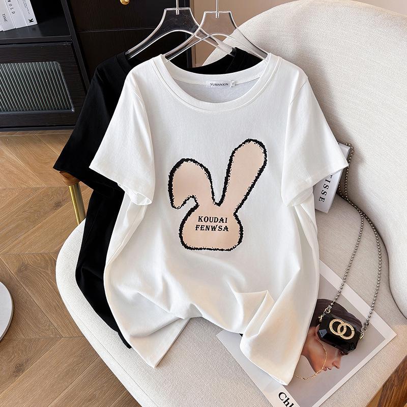 

Women s Plus Size Slimming Mid-Length Round Neck Short-Sleeve T-Shirt 3XL белый