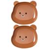 Sauce Dish Plates Dinnerware 2Pcs Snack Plate Easy To Clean Plastic Cartoon Bear Shape Kitchen Gadget