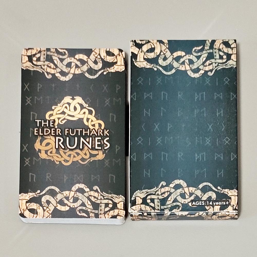 10.3*6cm Elder Futhark Rune Cards with Meanings –25 Pcs Norse Mythology Oracle Cards for Fortune Telling & Meditation