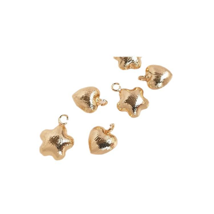 14K Gold-Filled Gebürsteter Herz- & Stern-Anhänger für DIY-Schmuck