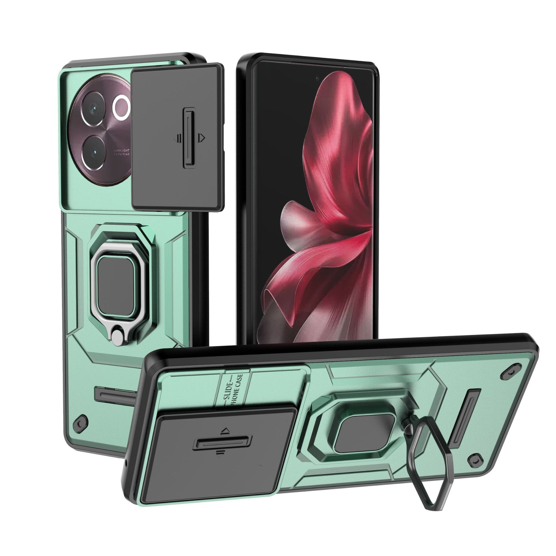 

Vivo V30E Phone Case,Military-Grade Magnetic Kickstand Phone Case Cover for Vivo V30E зелений