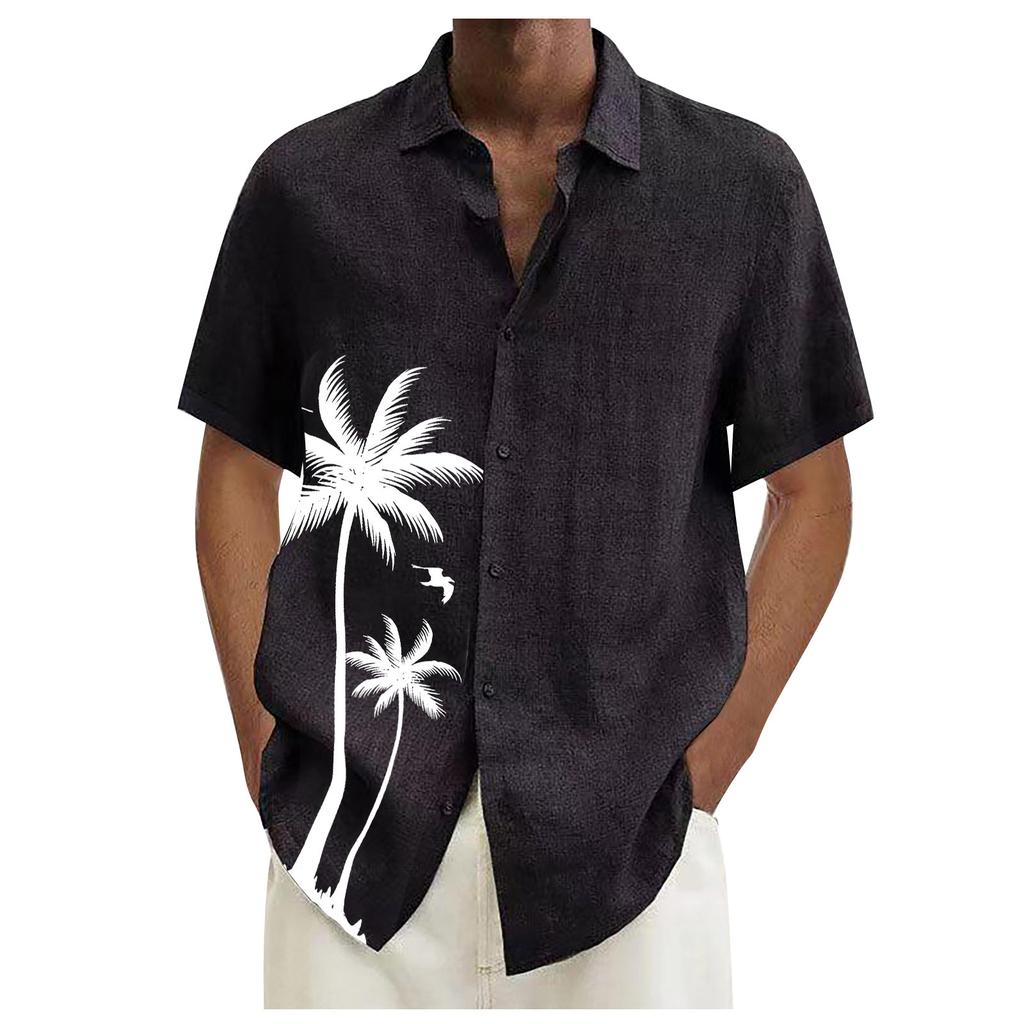Designer Spring Summer Men's Casual Cotton Color Short Sleeve Shirts Loose Shirts
