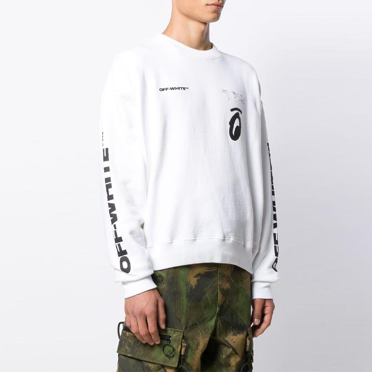 Off-White Splitted Arrows Over Crewneck White / Black Men Tops OMBA035E19D250100110
