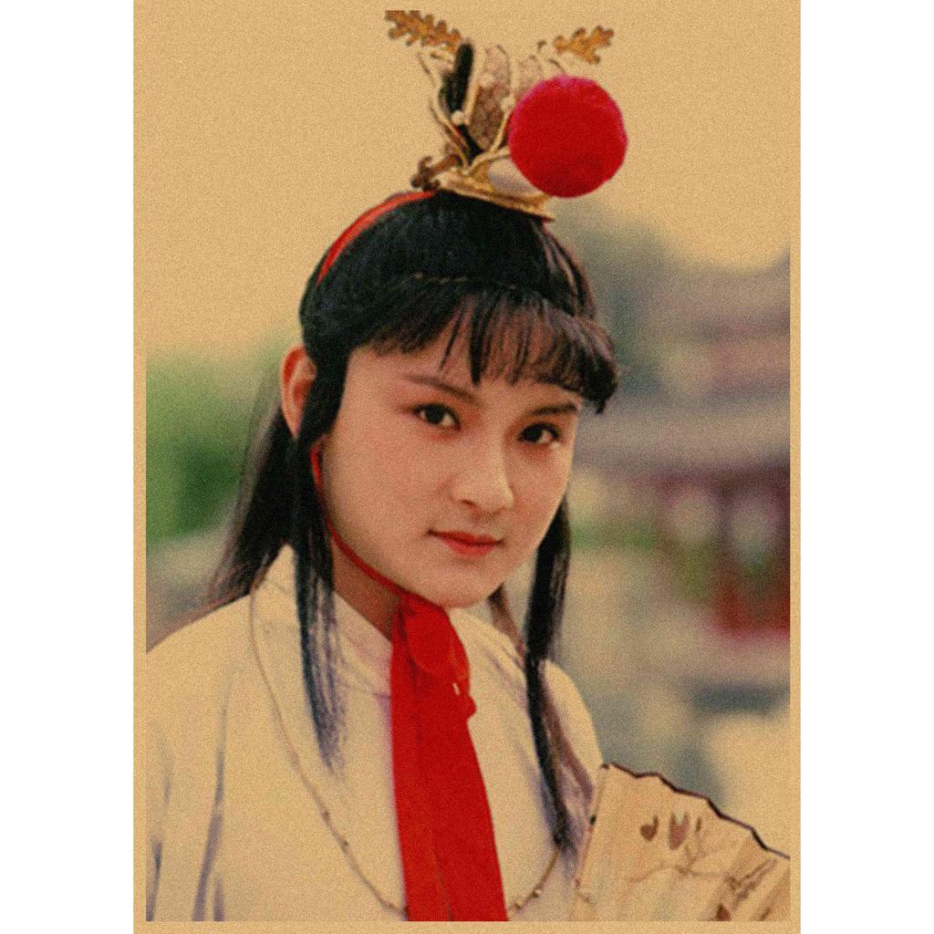 Retro Poster of 'Dream of the Red Chamber' Featuring Lin Daiyu, Jia Baoyu, Chen Xiaoxu - Kraft Paper Decorative Wall Mural