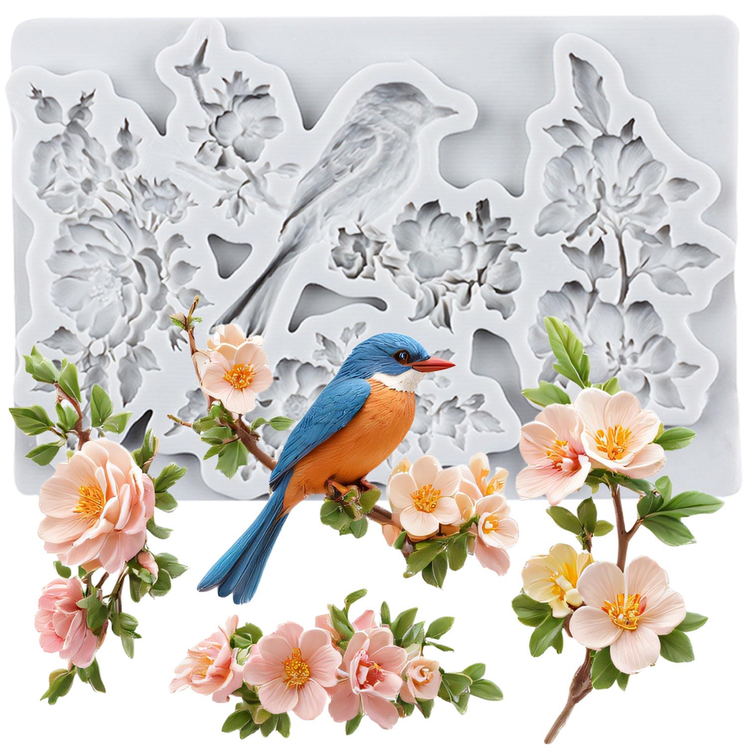 

Силиконовые формы для птиц, форма для мастики в виде цветов и листьев, инструменты для украшения торта, топпер для кексов, форма для конфет, шоколада, гампасты серый