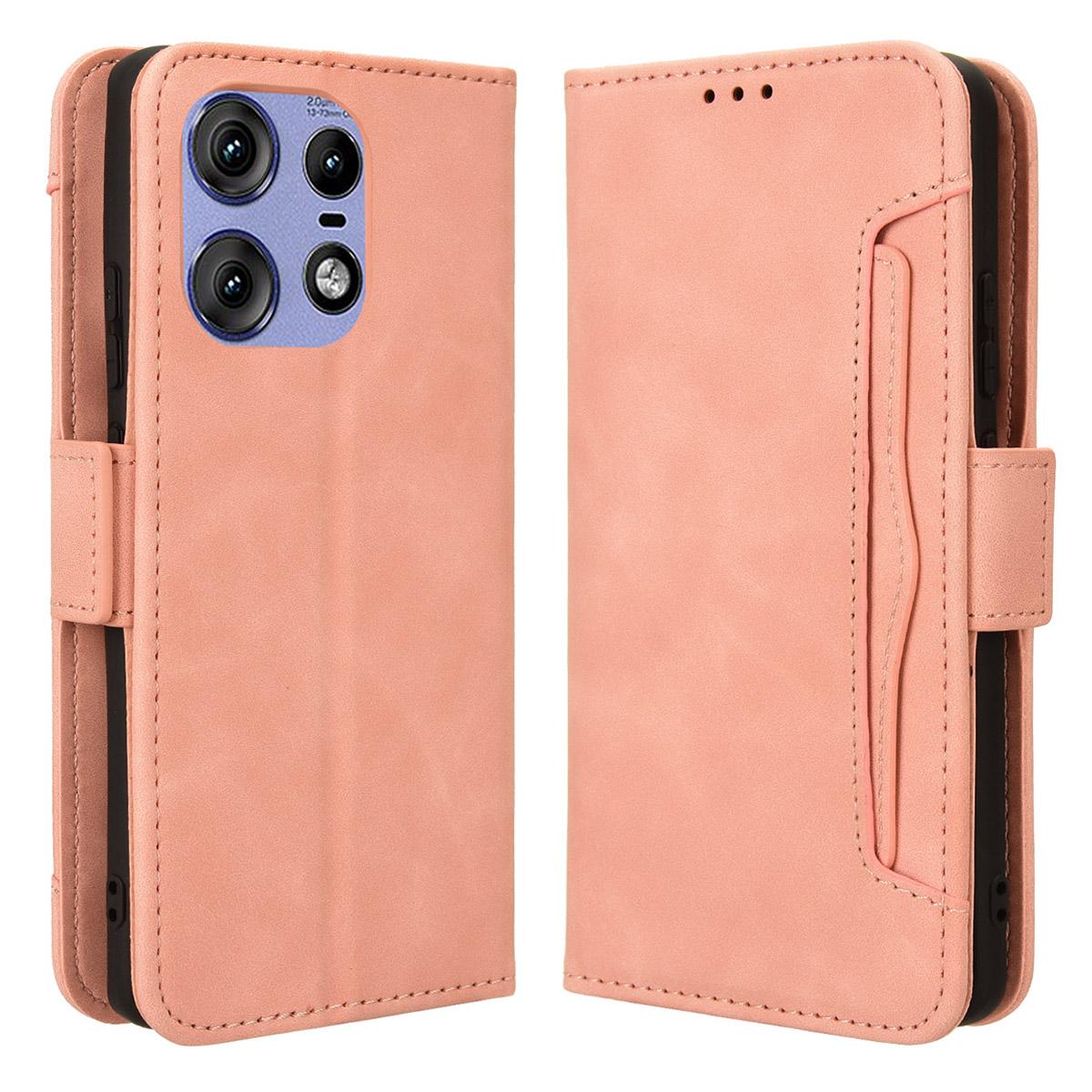 

For Motorola Edge 50s Pro 5G/Edge 50 Pro 5G/Edge 50 5G Case Leather Drop-Proof Wallet Phone Cover with Multiple Card Slots Pink