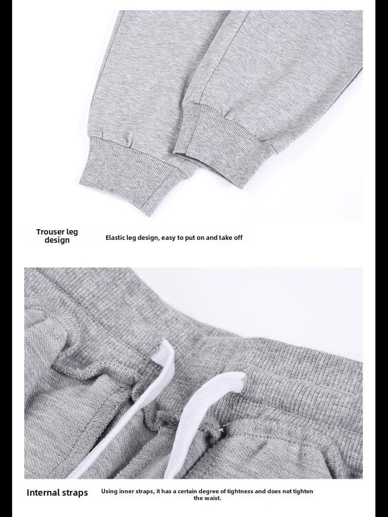 Tmavě modré školní sportovní kalhoty z čisté bavlny pro žáky prvního stupně - chlapci a dívky, volný střih, letní kalhoty.