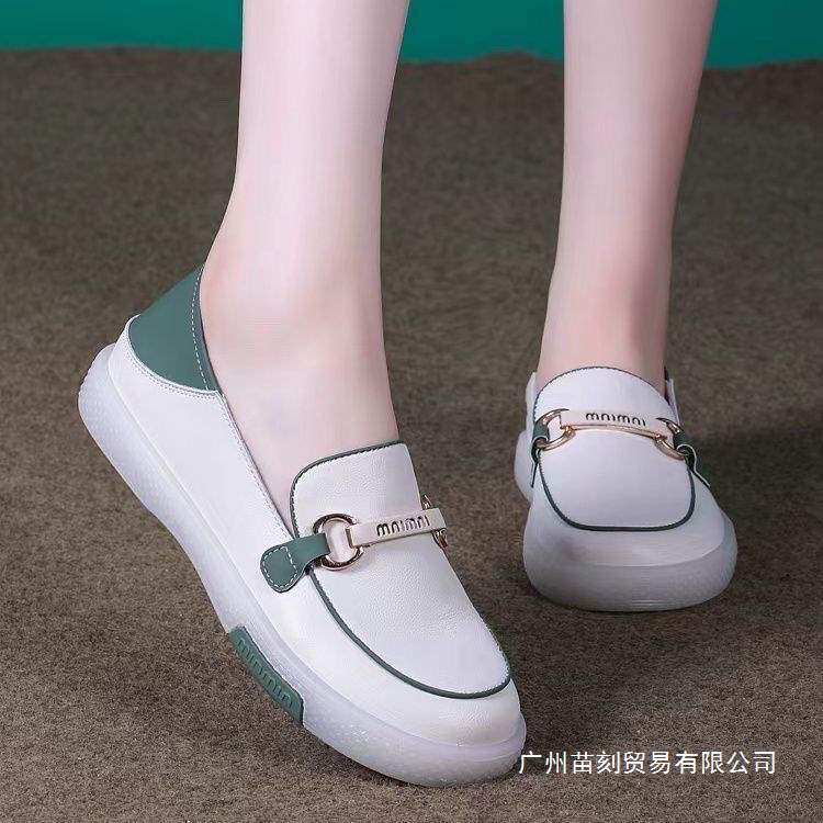 One Pedal Breathable Non-slip Soft Leather Soft Sole Shallow Mouth Loafers Beef Tendon Sole