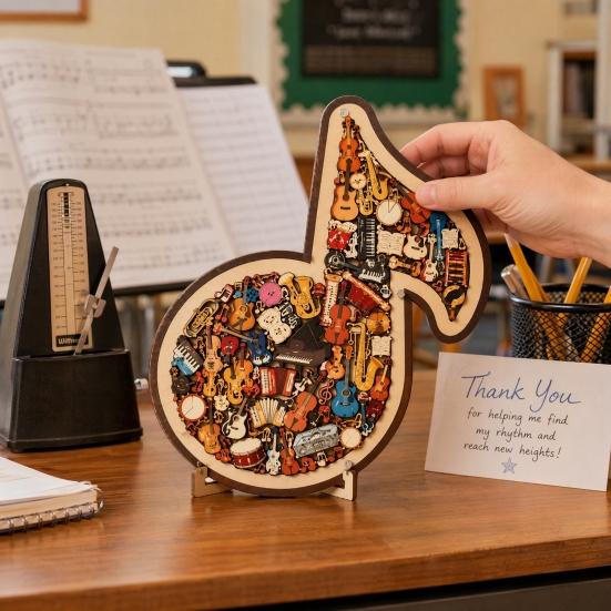 Puzzle in Legno Nota Musicale Strumento Nota Decorazione Jigsaw Musicale