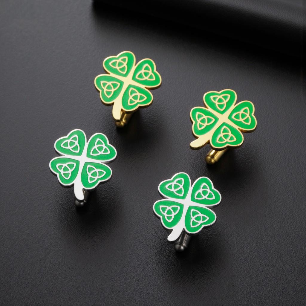 My Shape Cufflinky z czterolistną koniczyną ze stali nierdzewnej Węzeł celtycki Spinki do mankietów Koszula Akcesoria do garnituru Weselnego Amulet Biżuteria