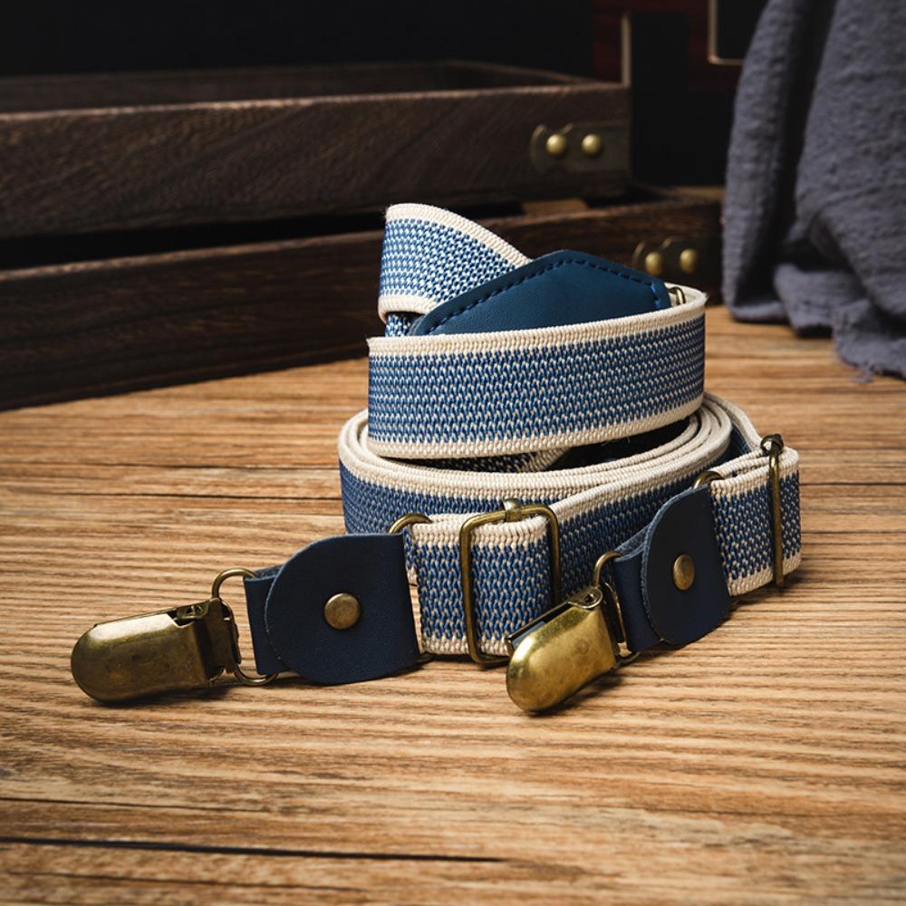 Retro Suspenders for Men British Style Stripe Suspender Clip Casual Y-Type Suspenders  Men